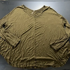Free People Moonshine V-Neck Tunic Top Size M Olive Oversized Long Sleeve - Picture 1 of 3