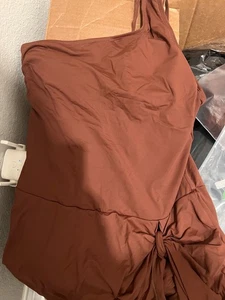Costume da bagno monospalla marrone medio donna costume da bagno modesto estivo beachwear - Foto 1 di 2