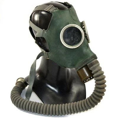 Cold war Soviet military gas mask GP-4 with hose Green rubber Face mask LARGE - Image 1 of 3