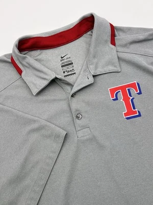 Camisa Polo Texas Rangers Nike Dri-Fit Para Hombre XL Manga Corta Gris MLB Golf Foto 1 de 4