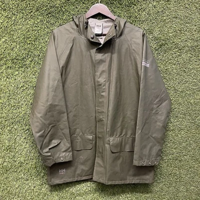 Helly Hansen Ropa de Trabajo Impermeable Abrigo de Lluvia Chaqueta Para Hombres Medio Verde Con Capucha Foto 1 de 4