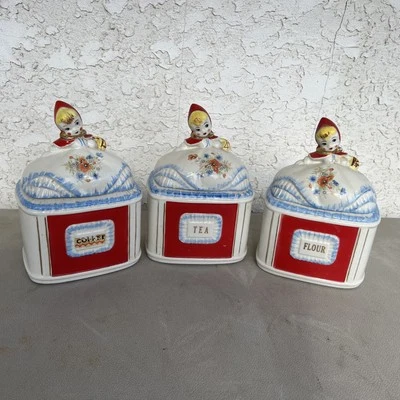 Tarro bote galletas Caperucita Roja de cerámica casco raro de colección Foto 1 de 4