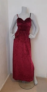 True Vintage UK 10 Red Velvet Maxi Dress Mr Darren Made in England 70's/80's VGC - Picture 1 of 11