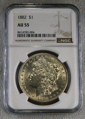 1882 $1 Morgan Silver Dollar PCGS AU 55 - Image 1 of 3