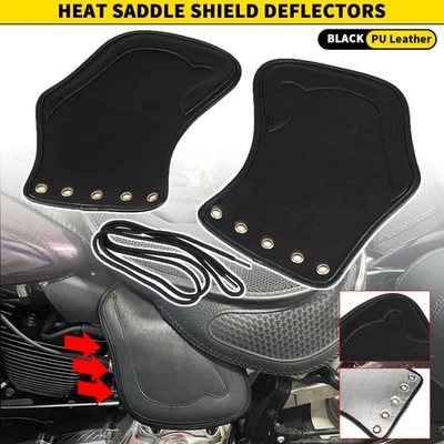 Black Heat Saddle Shield Deflectors For Harley Dyna Softail Yamaha V-Star XVS650 - Изображение 1 из 4