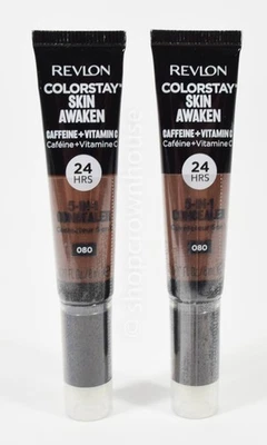 2 Revlon ColorStay Skin Awaken 5-in-1 Concealer #080 COFFEE - SEALED - Image 1 of 2