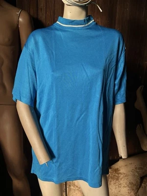 Camisa de Colección Años 70 Pomeroy’s Cuello Simulado Azul Blanco Rayas Atlético Gimnasio Deporte Tejida Foto 1 de 4