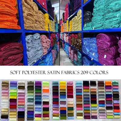 Wholesale Satin Fabrics White Black Plain Solid Charmeuse Satin Material Lining  - Image 1 of 4