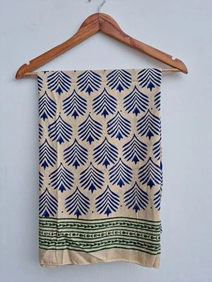 Sarong estampado de bloques indio - envoltura de playa de algodón ligero, ropa de vacaciones boho Foto 1 de 4