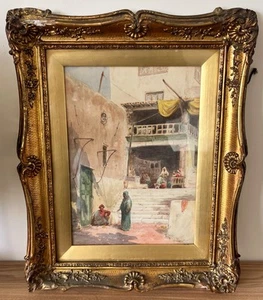 Watercolour 'Outside A Mosque & Tomb Of St Louis' By Henri Auguste Jaubert c1890 - Picture 1 of 10