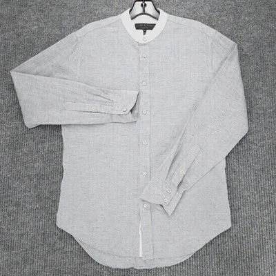 Rag & Bone Mens Asian Collar Metal Button Up Shirt Sz S Long Sleeve Cotton - Image 1 of 4