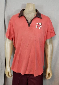 Vintage braun & orange Mickey Strick Polo Shirt LARGE kurz SLV Baumwolle GEBRAUCHT FEHLER - Bild 1 von 17