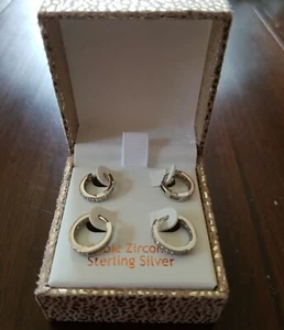 Sterling Silver Cubic Zirconia Hoop Set  - Picture 1 of 2