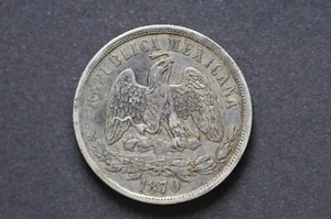 Mexico - Republic 1870 Mo C UN PESO Silver Coin ( Wt : 26.91 g ) C91 - Picture 1 of 15