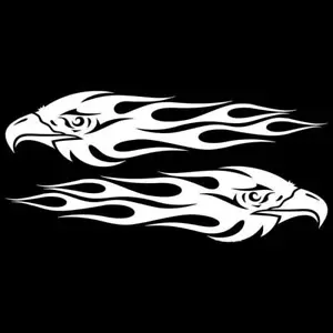 CAR MOTORCYCLE DECORATION DECALS STICKERS WHITE FLAME EAGLE X 2 PIECES - Picture 1 of 1