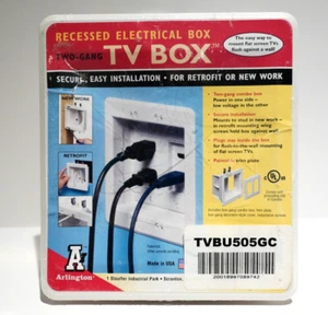 Arlington TVBU505GC 2-Gang Recessed TV Box for Power & Low Voltage White New - Picture 1 of 8