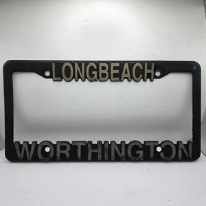 Long Beach Worthington Black Plastic License Plate Frame California Front Rear - Picture 1 of 2