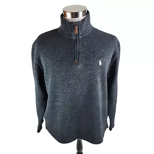 Maglione pullover polo Ralph Lauren da uomo taglia XL/TG 1/4 cerniera lavorato a maglia cotone grigio - Foto 1 di 5