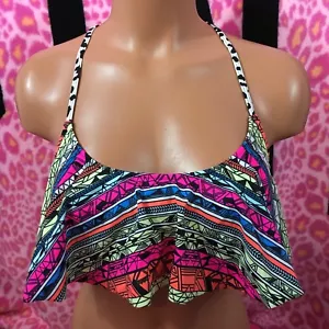 Victoria’s Secret PINK Swim Strappy Racerback Flounce Bikini Top Small S NEW - Picture 1 of 4