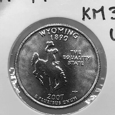 USA 1/4$ 2007 D 50 State Quarters Program Wyoming KM#399 CuNi UNC B2053 - Image 1 of 4