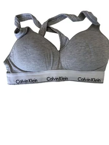 Calvin Klein Gray Cross-Strap Padded Sports Bra Medium M - Picture 1 of 3