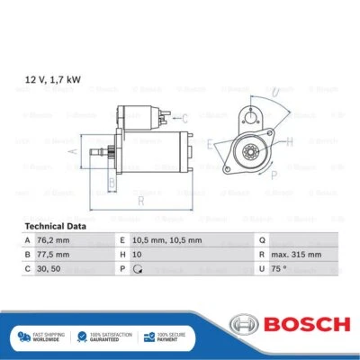 Se adapta a Porsche 911 1990-1997 3.6 3.7 3.8 Motor de arranque Bosch 96460410400 Foto 1 de 4