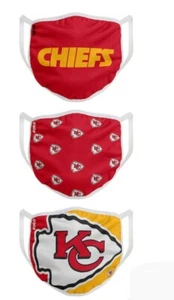 Kansas CHIEFS (3) ADULT Face Mask - Picture 1 of 2