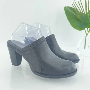Born Women's Lella Mule Size 9 Block Heel Platform Black Leather Clog Comfy - Picture 1 of 15