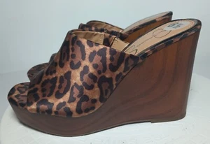Jessica Simpson Shantelle Peep Toe Slip-On's Wedge Leopard Print 6.5M ๐ ๐ - Picture 1 of 19