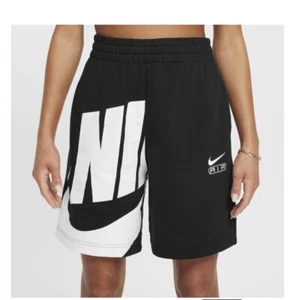 Nike Air Girls' French Terry Shorts Fn2248-010 Size 2X Black And White  - Picture 1 of 11
