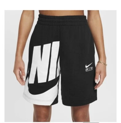 耐克 Air Girls' French Terry 短裤 Fn2248-010 尺码 2X 黑白  — 第 1/4 张图片