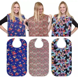 3PCS Large Adult Waterproof Mealtime Bib Protector Disability Aid Clothes Apron - Picture 1 of 21
