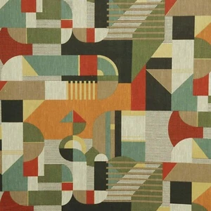 100% Linen Abstract Clash Fabric Retro Print Curtains Upholstery Per Metre - Picture 1 of 5