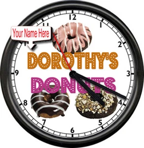 Donut Shop Personalized Your  Name Bakery  Chef  Coffee Shop Sign Wall Clock - Picture 1 of 2