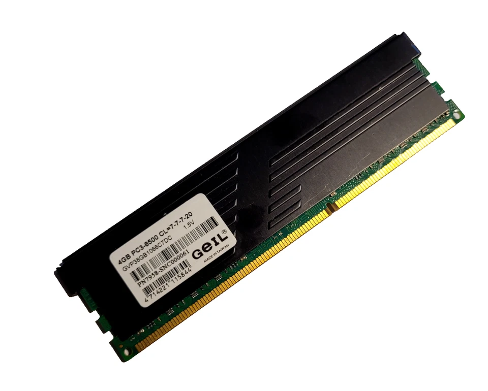 4 GB DDR3 UDIMM RAM - GEIL GVP38GB1066C7DC - PC3-8500 - DDR3-1066 - Bild 1 von 1