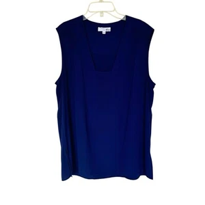 Derek Lam Navy Blue Sleeveless Blouse Pleated Front Womens Size 54 XXL - Picture 1 of 7