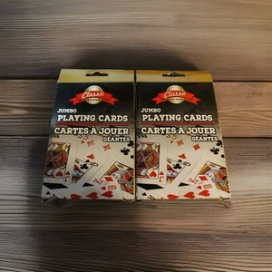 Set 2 Giochi Classici Jumbo 3,5" X 5" Carte da Gioco Novità POKER Completo MAZZO - Foto 1 di 4