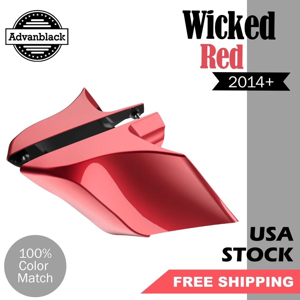 Panel de cubierta lateral extendido Wicked Red CVO para Harley Davidson 2014+ Foto 1 de 4