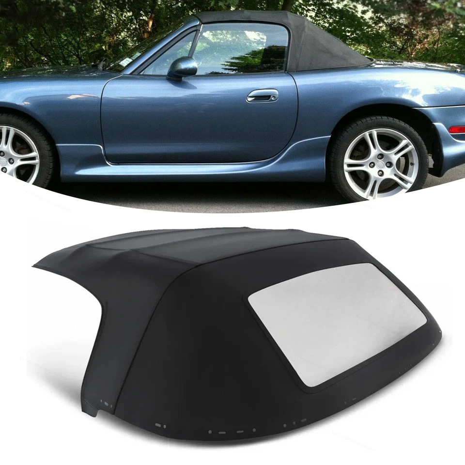 Fit For Mazda Miata Convertible 1990-2005 Black Plastic Window & Soft Top New - Image 1 of 4