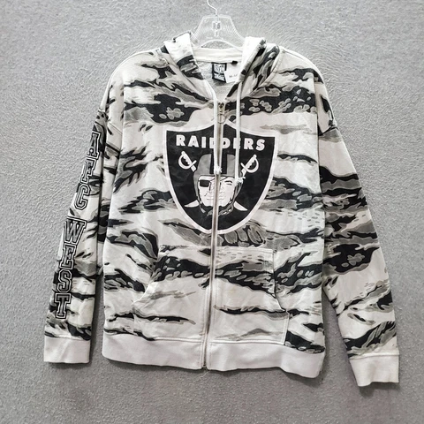 Oakland Raiders Women Hoodie Sweatshirt Large Gray Camo AFC West Team Logo READ Cover