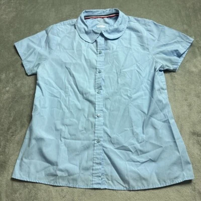 Camisa Tostada Francesa Niñas 16 1/2 Plus Azul Manga Corta ¡Con Botones! Foto 1 de 2