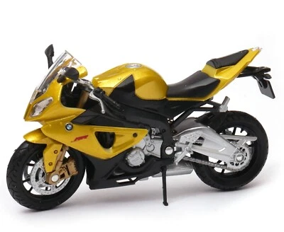 BMW S 1000 RR Germany Sports Motorcycle Bike Model Toy Yellow Diecast 1:18 Welly - Image 1 of 4