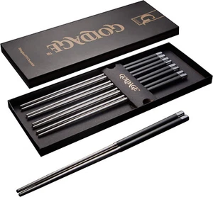 Goldage 5-Pairs Stainless Steel / Fiberglass Dishwasher-Safe Chopsticks,reusable - Picture 1 of 5