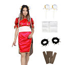 Halloween Party Cosplay Costume Chun Li Red Fighting Outfit V4 Size US 2XS-3XL