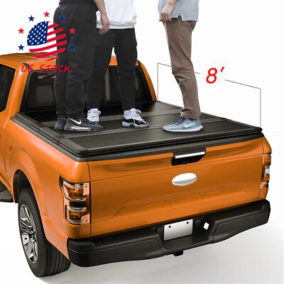8FT LONG BED HARD 3-FOLD TONNEAU COVER FIT FOR 1999-2016 F250 F350 SUPER DUTY Foto 1 de 4