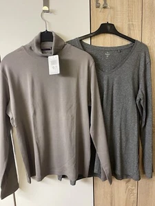 2x Damen-Shirt, 1x Rolli „ neu“, 1x Langarmshirt , grau 🤩 - Bild 1 von 8