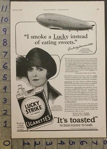 1929 AVIATION DRUMMOND HAY ZEPPELIN DIRIGIBLE MILITARY LUCKY STRIKE AD 28406 - Picture 1 of 1