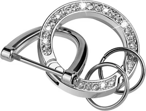 Silver Bling Rhinestones Keychain Fingerprint Resistant Plating Metal Key Chain - Picture 1 of 6