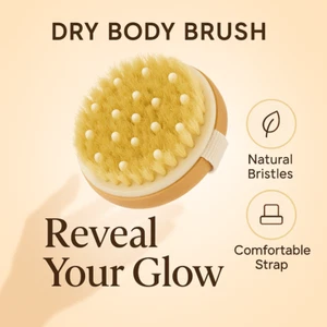 Dry Body Brush Exfoliator Lymphatic Drainage Cellulite Massager Boar Bristles - Picture 1 of 8