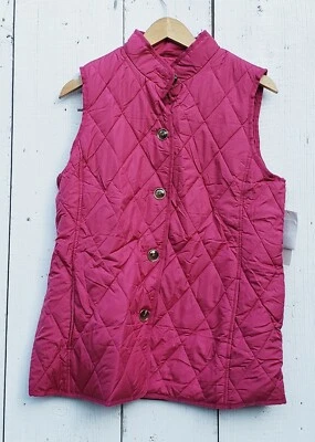 Kenneth Cole Quilted Pink Puffer Vest Women Sz S W Button Close NEW With Tags - Image 1 of 4